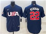 USA Baseball #22 Clayton Kershaw Navy 2023 World Baseball Classic Jersey