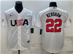USA Baseball #22 Clayton Kershaw White 2023 World Baseball Classic Jersey