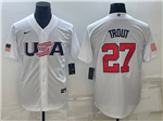 USA Baseball #27 Mike Trout White 2023 World Baseball Classic Jersey