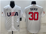 USA Baseball #30 Kyle Tucker White 2023 World Baseball Classic Jersey