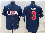 USA Baseball #3 Mookie Betts Navy 2023 World Baseball Classic Jersey