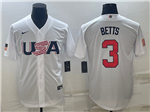 USA Baseball #3 Mookie Betts White 2023 World Baseball Classic Jersey