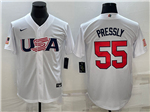 USA Baseball #55 Ryan Pressly White 2023 World Baseball Classic Jersey