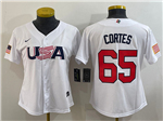 USA Baseball #65 Nestor Cortes Women's White 2023 World Baseball Classic Jersey