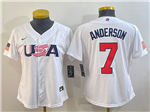 USA Baseball #7 Tim Anderson Women's White 2023 World Baseball Classic Jersey
