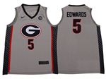 Georgia Bulldogs #5 Anthony Edwards Gray College Basketball Jersey