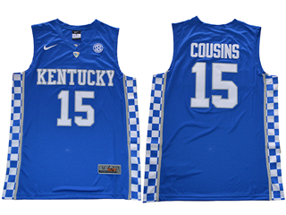 Kentucky Wildcats #15 DeMarcus Cousins Blue College Basketball Jersey