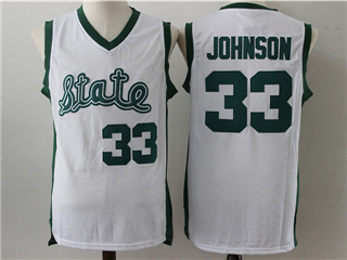Michigan State Spartans #33 Magic Johnson White College Basketball Jersey