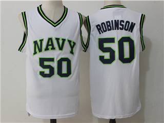 Navy Midshipmen #50 David Robinson White College Basketball Jersey
