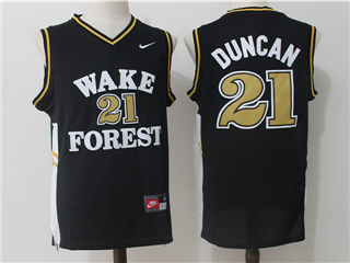 Wake Forest Demon Deacons #21 Tim Duncan Black College Basketball Jersey