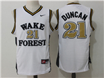 Wake Forest Demon Deacons #21 Tim Duncan White College Basketball Jersey
