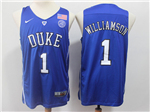 Duke Blue Devils #1 Zion Williamson Blue College Basketball Jersey