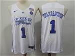 Duke Blue Devils #1 Zion Williamson White College Basketball Jersey