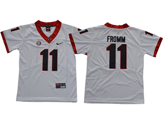 Georgia Bulldogs #11 Jake Fromm Youth White College Football Jersey