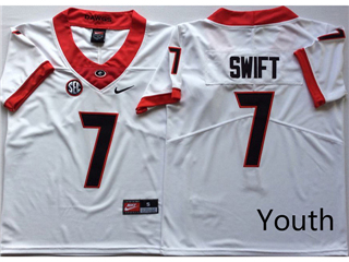 Georgia Bulldogs #7 D'Andre Swift Youth White College Football Jersey