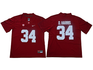 Alabama Crimson Tide #34 Damien Harris Red College Football Jersey