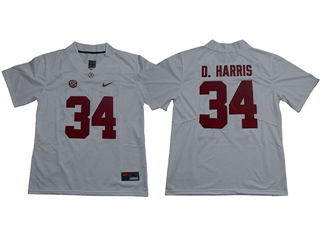Alabama Crimson Tide #34 Damien Harris White College Football Jersey