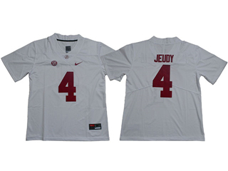 Alabama Crimson Tide #4 Jerry Jeudy White College Football Jersey