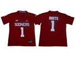 Oklahoma Sooners #1 Jalen Hurts Youth Red College Football Jersey
