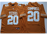 Texas Longhorns #20 Earl Campbell Orange College Football Jersey
