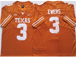 Texas Longhorns #3 Quinn Ewers Orange College Football Jersey
