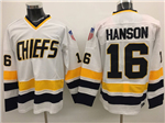 Slap Shot Charlestown Chiefs #16 Jack Hanson White Movie Hockey Jersey