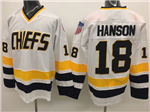 Slap Shot Charlestown Chiefs #18 Jeff Hanson White Movie Hockey Jersey