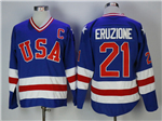 1980 Winter Olympics Team USA #21 Mike Eruzione CCM Vintage Blue Hockey Jersey