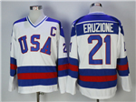 1980 Winter Olympics Team USA #21 Mike Eruzione CCM Vintage White Hockey Jersey