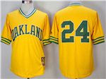 Oakland Athletics #24 Rickey Henderson Gold Turn Back The Clock Copperstown Collection Jersey