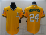 Oakland Athletics #24 Rickey Henderson Throwback Gold Jersey