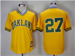 Oakland Athletics #27 Catfish Hunter Gold Turn Back The Clock Copperstown Collection Jersey