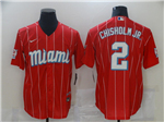 Miami Marlins #2 Jazz Chisholm Jr. Red 2021 City Connect Cool Base Jersey