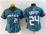 American League Seattle Mariners #24 Ken Griffey Women's Teal 2023 MLB All-Star Game Jersey