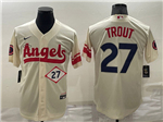 Los Angeles Angels #27 Mike Trout Cream 2022 City Connect Cool Base Jersey
