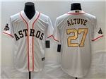 Houston Astros #27 Jose Altuve White/Gold 2023 Gold Collection Jersey