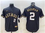 Houston Astros #2 Alex Bregman Black Gold w/World Series Patch Jersey