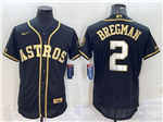 Houston Astros #2 Alex Bregman Black Gold Flex Base Jersey