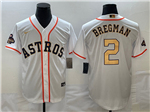 Houston Astros #2 Alex Bregman White/Gold 2023 Gold Collection Jersey