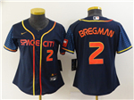 Houston Astros #2 Alex Bregman Women's 2022 Navy City Connect Cool Base Jersey