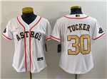 Houston Astros #30 Kyle Tucker Women's White/Gold 2023 Gold Collection Jersey