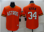 Houston Astros #34 Nolan Ryan Orange Cooperstown Collection Cool Base Jersey