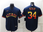 Houston Astros #34 Nolan Ryan Navy/Rainbow Cool Base Jersey