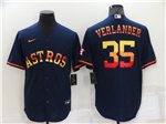 Houston Astros #35 Justin Verlander Navy/Rainbow Cool Base Jersey