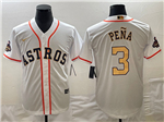 Houston Astros #3 Jeremy Pena White/Gold 2023 Gold Collection Jersey