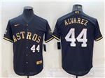 Houston Astros #44 Yordan Alvarez Black Gold w/World Series Patch Jersey