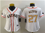 Houston Astros #27 Jose Altuve Women's White/Gold 2023 Gold Collection Jersey