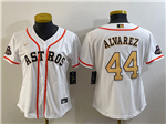 Houston Astros #44 Yordan Alvarez Women's White/Gold 2023 Gold Collection Jersey