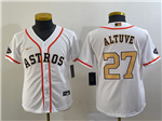 Houston Astros #27 Jose Altuve Youth White/Gold 2023 Gold Collection Jersey