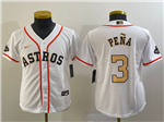 Houston Astros #3 Jeremy Pena Youth White/Gold 2023 Gold Collection Jersey